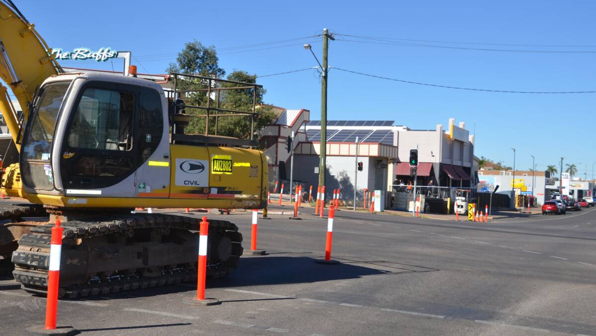 Changed traffic conditions in place at the highway crossing with Camooweal St.