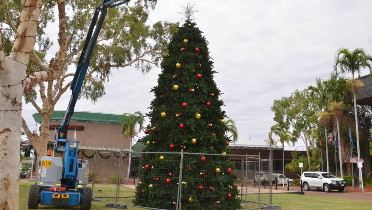 CHRISTMAS LIGHTS: The Mount Isa Christmas Tree on the Civic Centre lawn will be lit up on Friday night, December 7.