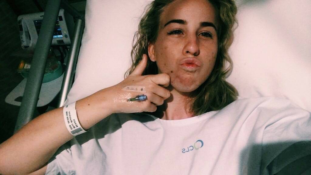 Maddie Beavis recovering in hospital.