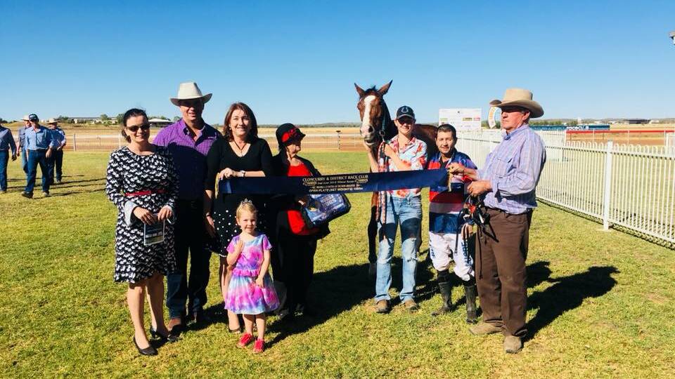 Drinking Cocktails won the Brodie & Co Battle of the Bush Qualifier Open Plate for trainer Henry Forster and jockey Jason Babarovich. Photo: Cloncurry Race Club.