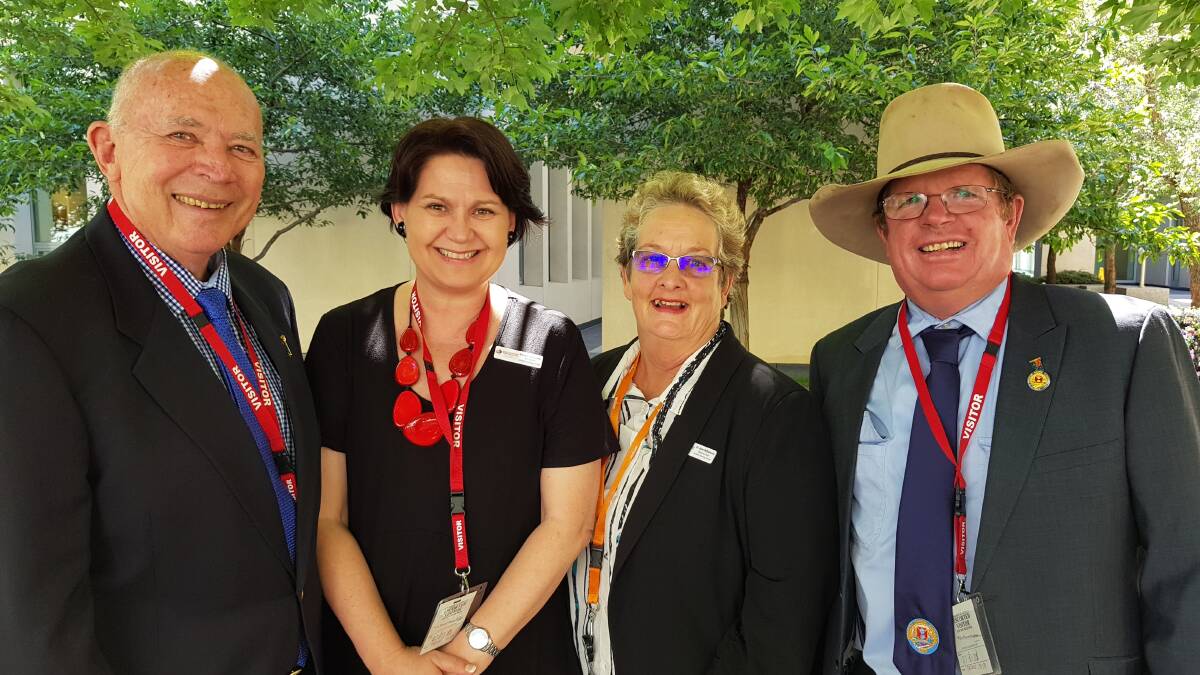 IQ-RAP Canberra delegation: Deputy Chair Cr Tom Gilmore (Mareeba mayor), 
Secretariat Glenys Schuntner, Deputy Chair Cr Jane McNamara (Flinders mayor) and Chair Cr Rick Britton (Boulia mayor).