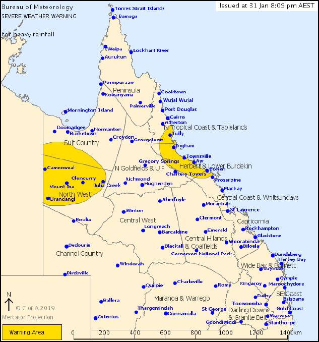 Severe weather warning for North West Queensland