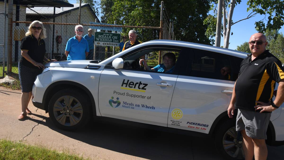 Hertz' Alison and Terry Dowling (left and right) present the new Suzuki Viteri to Meals on Wheels Sue McGregor and Bob Bentley.