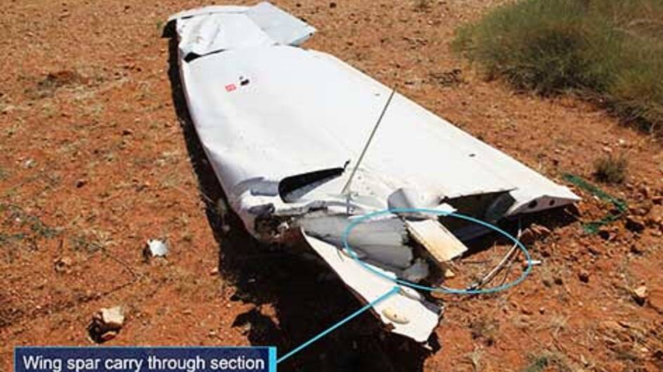 Right wing viewed from inboard end showing section of carry-through structure. Photo: ATSB