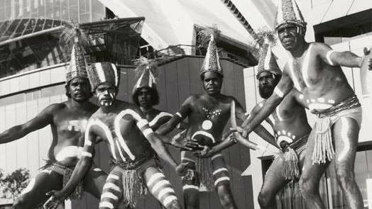 Lardil dancers from Mornington Island at the Sydney Opera House in 1973. Photo credit: Alex Ozolins