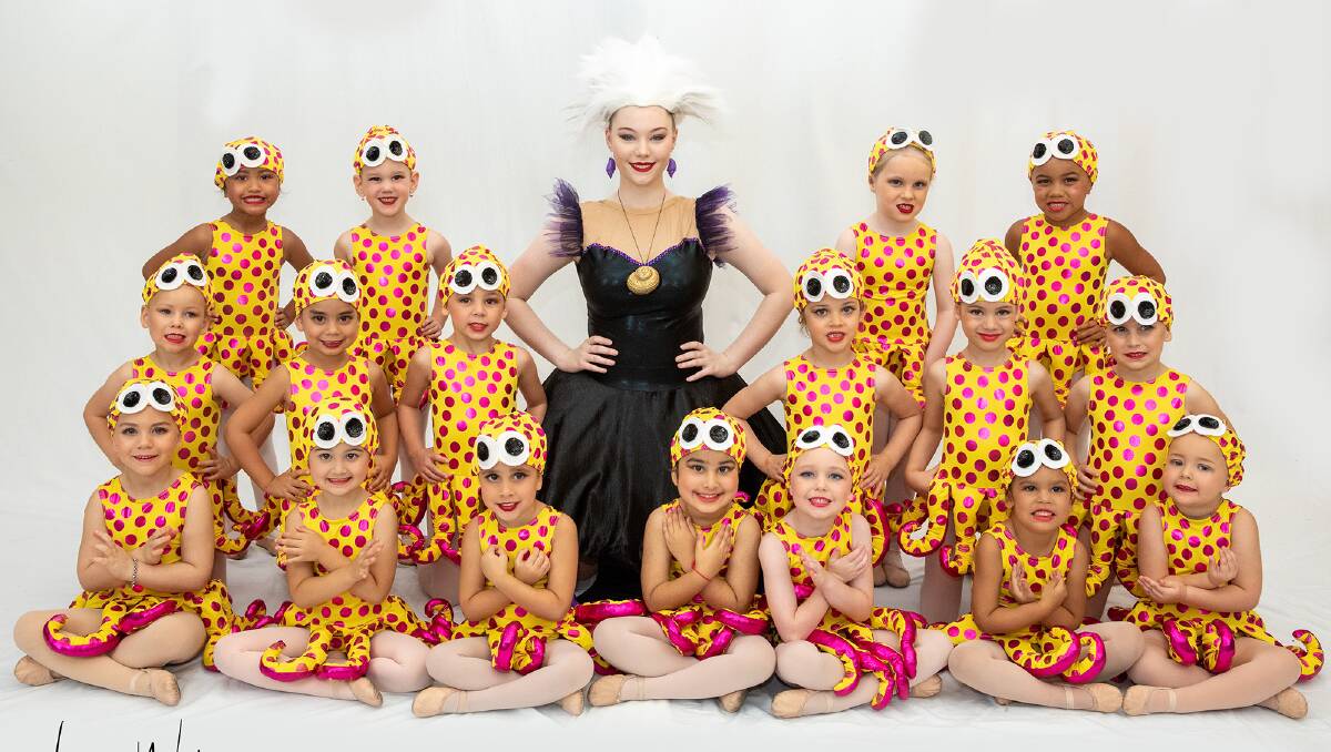 The Kinder 4 Ballet Octopus group with Ursula (played by Misha Gordon). Photo: Leonie Winks