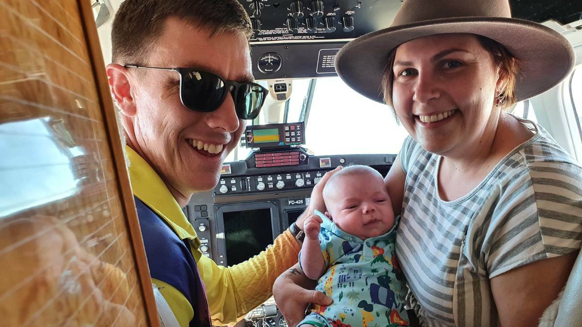 Joe and Ebony Robinson's first baby was delivered from Burketown via the RFDS.