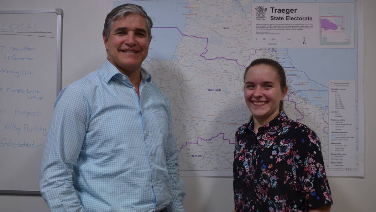 DOUBLE DOSE: MP for Traeger Robbie Katter meets with junior member for Traeger Helena Frick in his Mount Isa electoral office.