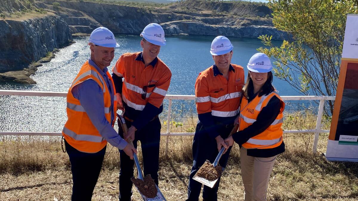 Genex managers and Senator Susan McDonald turn the sod at the Kidston Pumped Hydro project near Einasleigh.