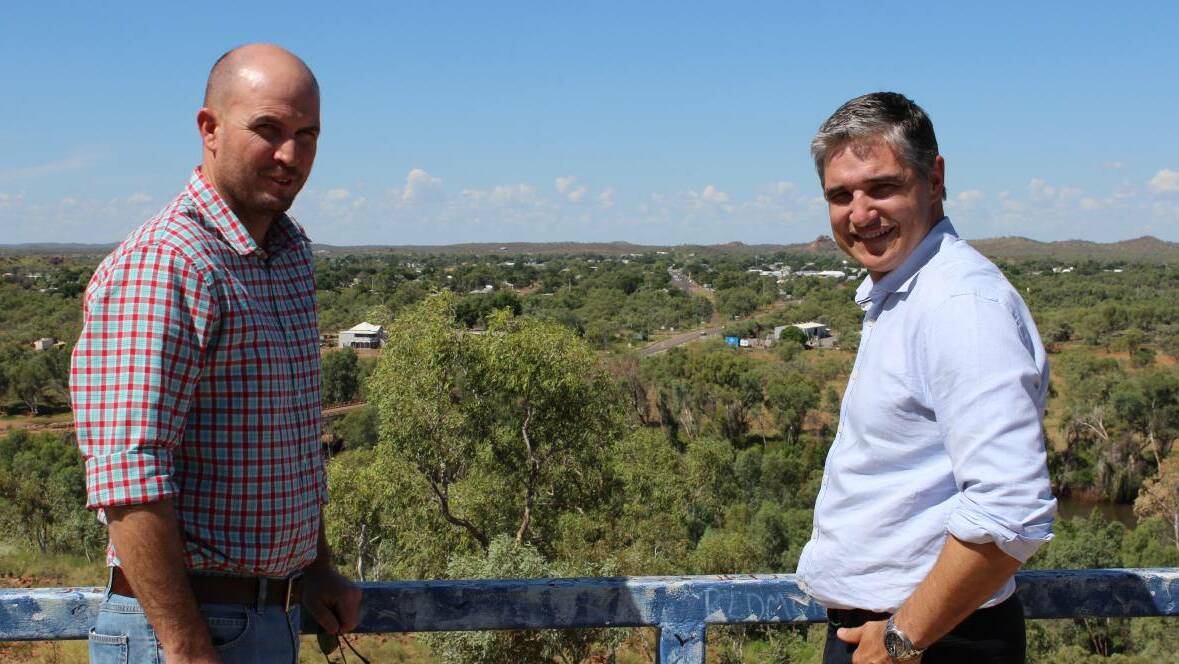Mayor Greg Campbell seen here with Mount Isa MP Robbie Katter is unhappy with the size of the new Traeger electorate.
