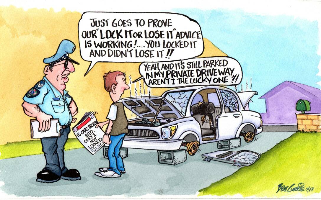 It seems cartoonists like Bret Currie can be just as opportunistic as car thieves.