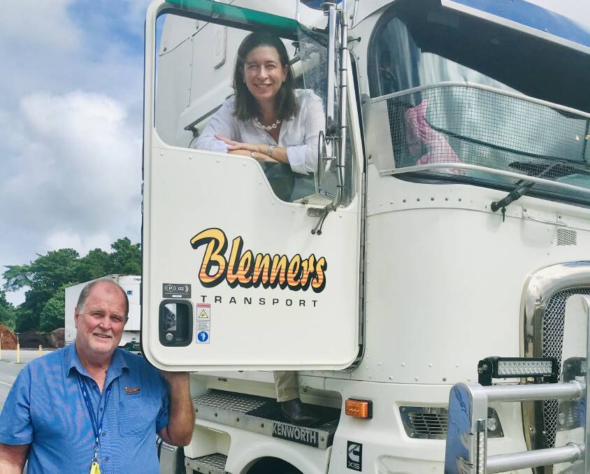 Senator Susan McDonald with truck Les Blennerhassett of Blenners Transport.
