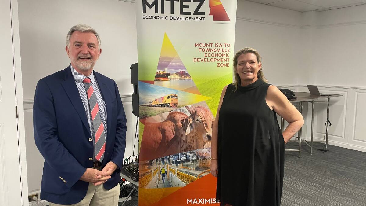 Copperstring executive chair John O'Brien and MITEZ CEO Catherine Robson at the Mount Isa procurement session on Monday.