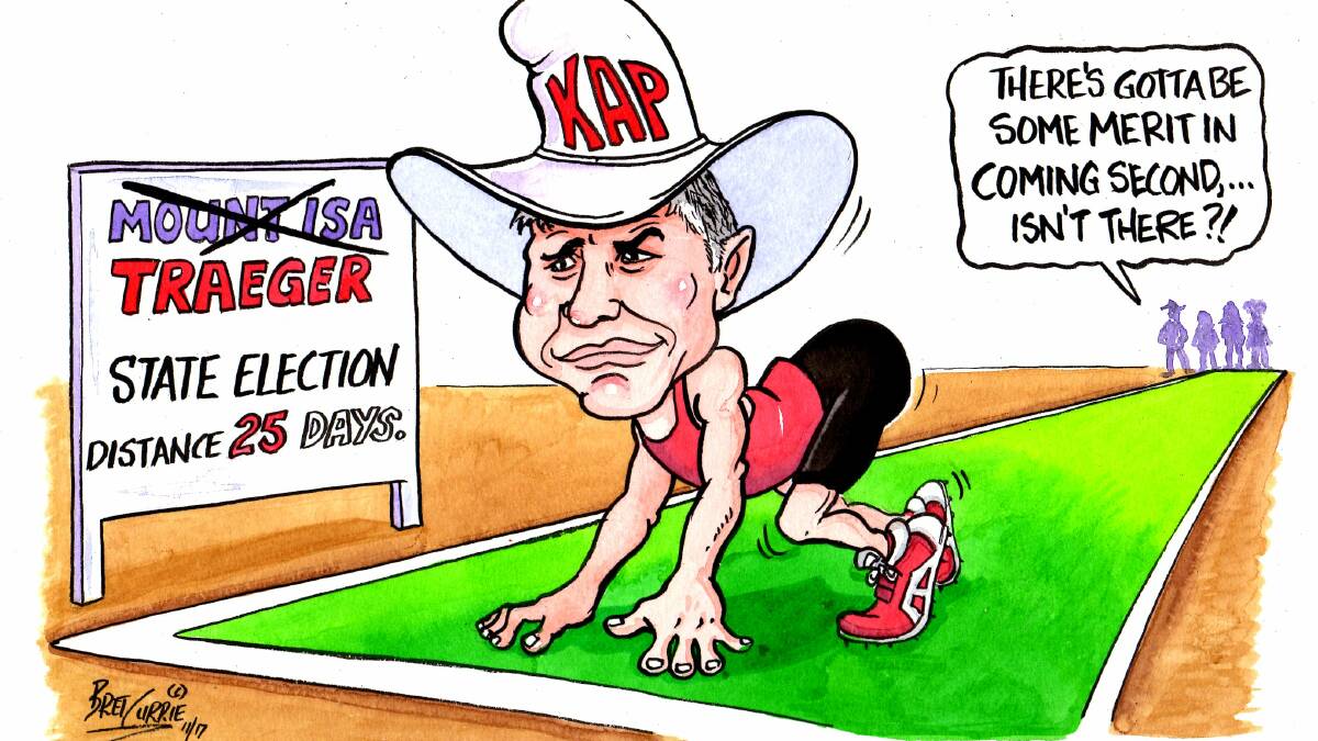 HANDICAP RACE: Cartoonist Bret Currie is probably not alone in thinking one candidate in Traeger has a head start on the others.