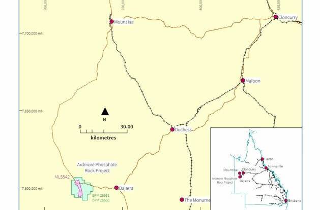 Map of the Ardmore area in North West Queensland.