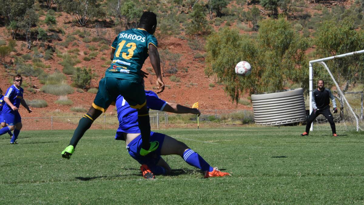 GOOD EFFORT: Isaroos take a shot on goal in their B grade clash against Parkside on Saturday. Parkside won 5-2. Photo: Lydia Lynch