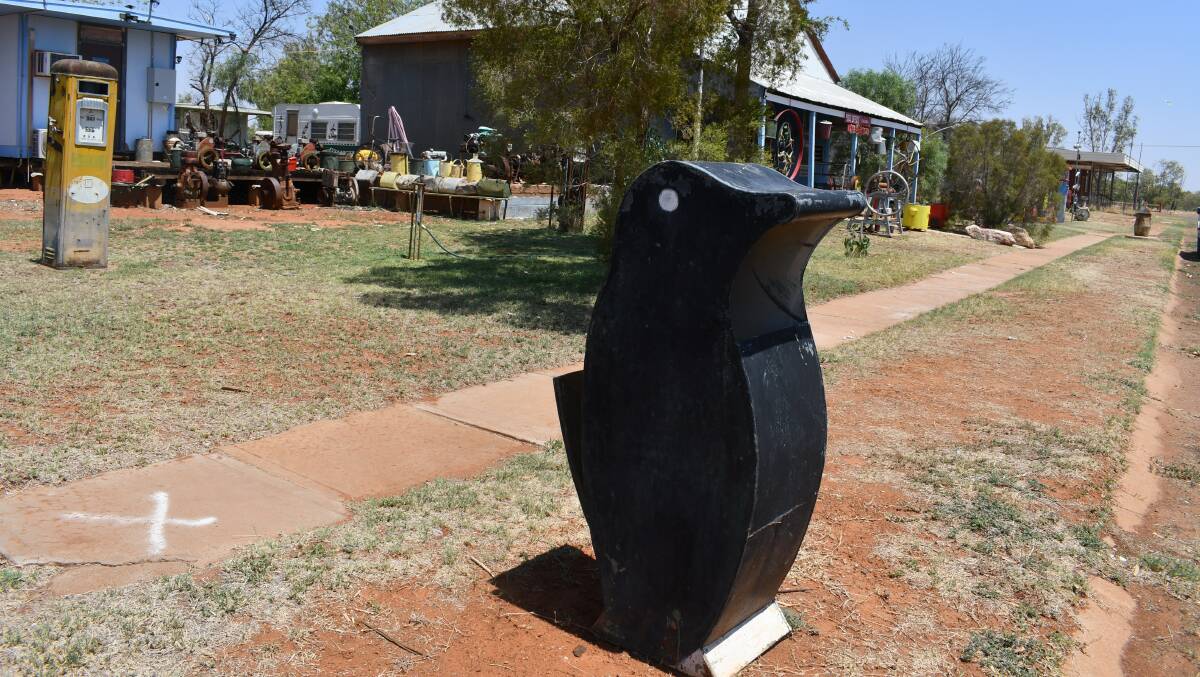 When it is 43 degrees in Dajarra not even the penguin rubbish bins can keep you cool.