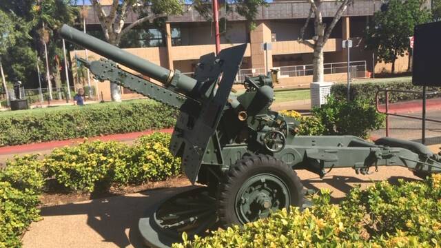 One of the guns used at Porton,a QF 25 Pounder featuring a dent from a Japanese bullet now rests near the Mount Isa Cenotaph.