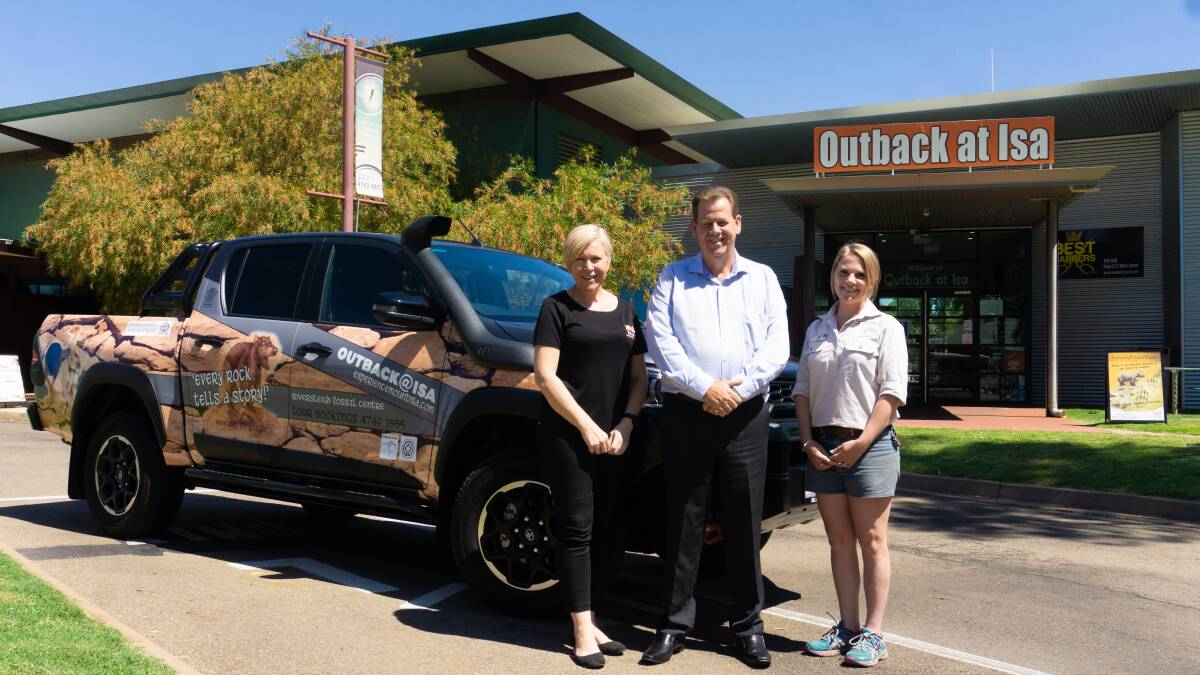 WHAT A FEELING: MIETV manager Donna Olivera, Bell & Moir principal Lee Pullman and Riversleigh Fossil Centre tour guide Peita Parsons check out the new Hilux.