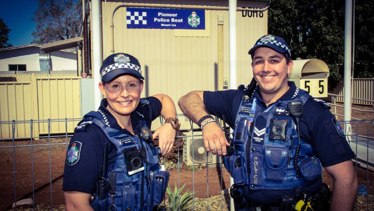 NEW BLOOD: Acting Senior Constables Aimee Sewell and Kyle Dennison outside the Pioneer Police Beat. Photo: Sgt Phil Bridge