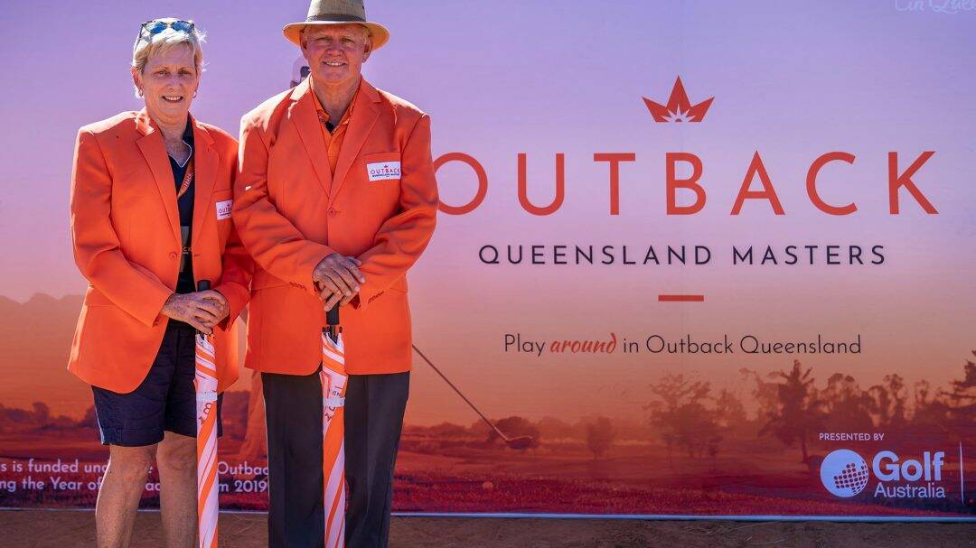 ORANGE JACKET: Queenslanders Pat Thomas and Robert Rule won the Outback Masters event at Boulia Golf Club.