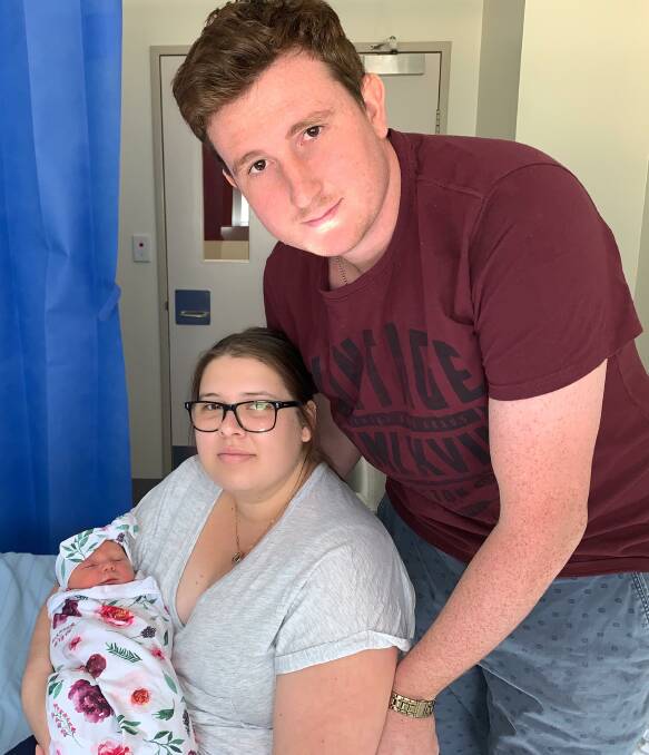 Amelia Rose with mum and dad Rachelle and Micheal Lewis.