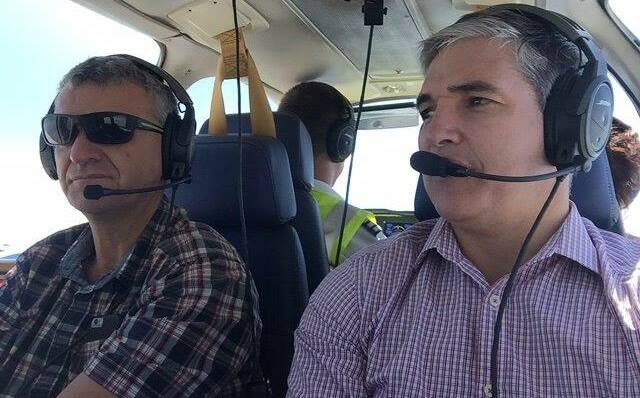 In one of many trips across the region in 2016, Derek Barry flew with Robbie Katter MP to Hughenden in December to talk to Aurizon railway workers.