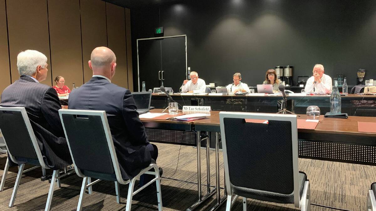 ALLIES: At the Senate Air Inquiry Brisbane hearing are Alliance's Scott McMillan (managing director) and Lee Schofield (CEO). Photo:Hamish Griffin