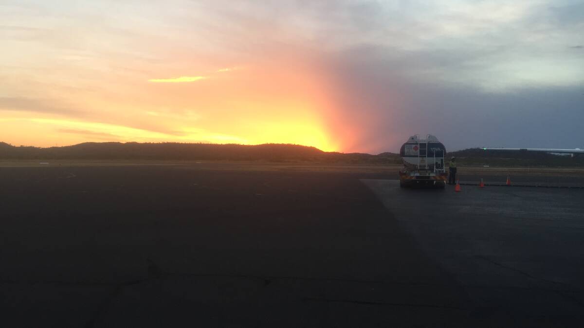 DUSK TO DUSK: Mount Isa Airport served up a beautiful sunset on Wednesday evening. Photo Derek Barry