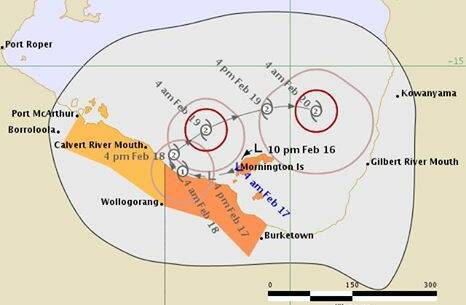 On Friday morning the tropical low was tracked north of Mornington Island and moving southwest.