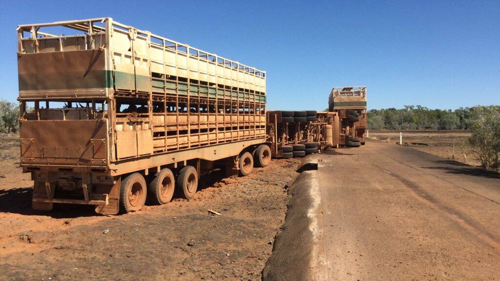 The scene of a cattle truck rollover in Doomadgee on July 17. Photo: QPS
