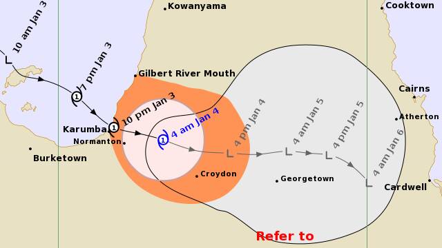 Cyclone Imogen makes landfall near Karumba and heads inland