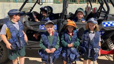 Mount Isa school kids learning about the different types of vehicles and roads that we come across in the outback.