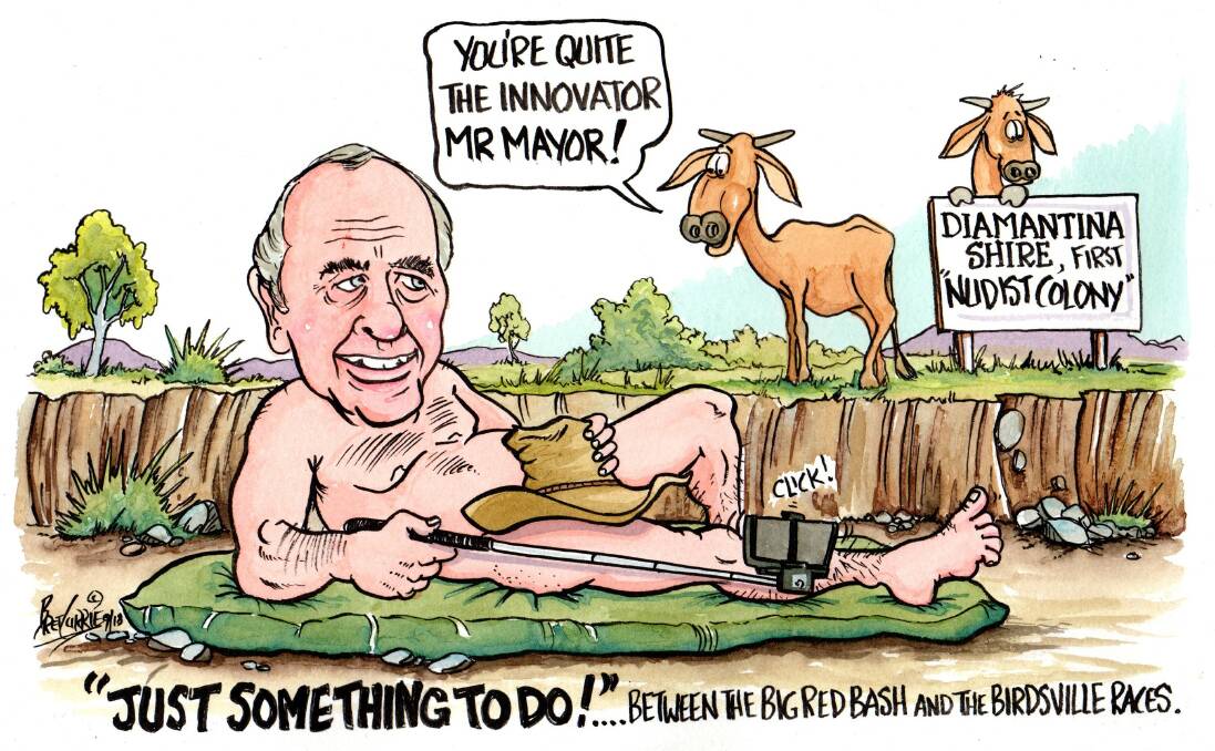 Cartoonist Bret Currie applauds Diamantina Shire Council's latest tourism attraction, we think.