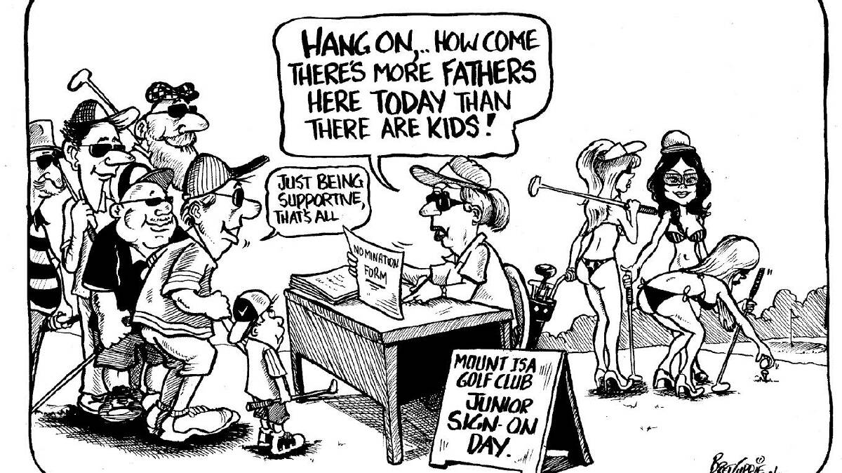 Cartoonist Bret Currie goes retro black and white this week as he contemplates the mysteries of junior golf sign on. 