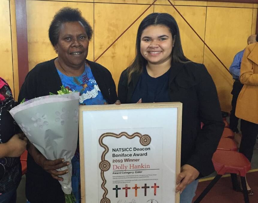 Dolly Hankin was presented with the Deacon Boniface Award at Good Shephed Naidoc Day celebrations.