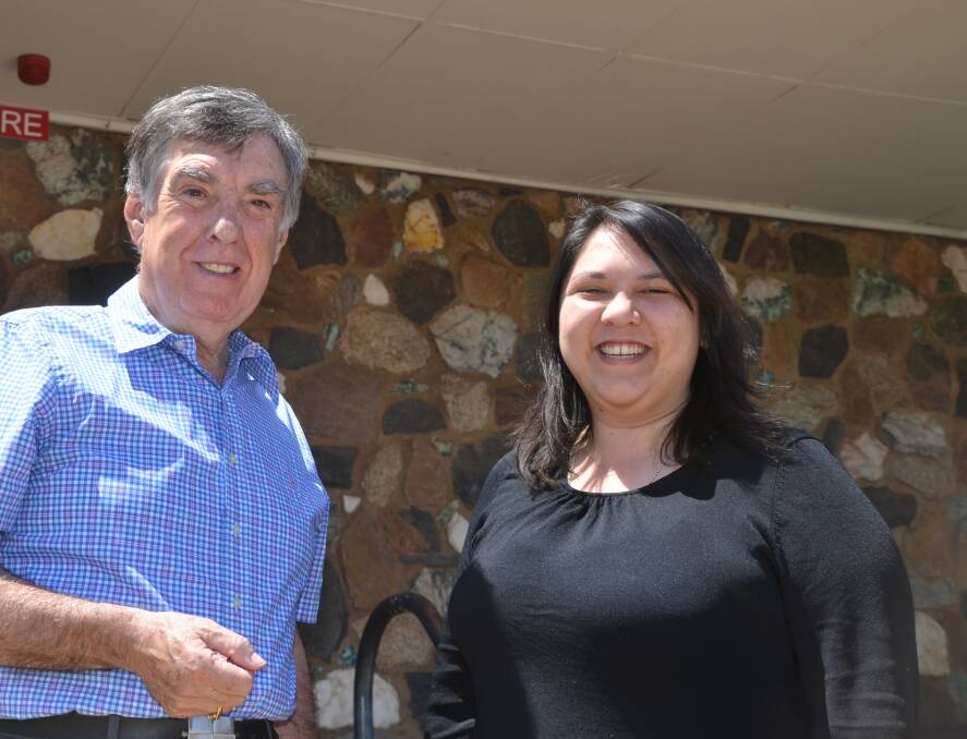LABOR DAY: Tony McGrady and state secretary Julie-Ann Campbell catch up in Mount Isa. 