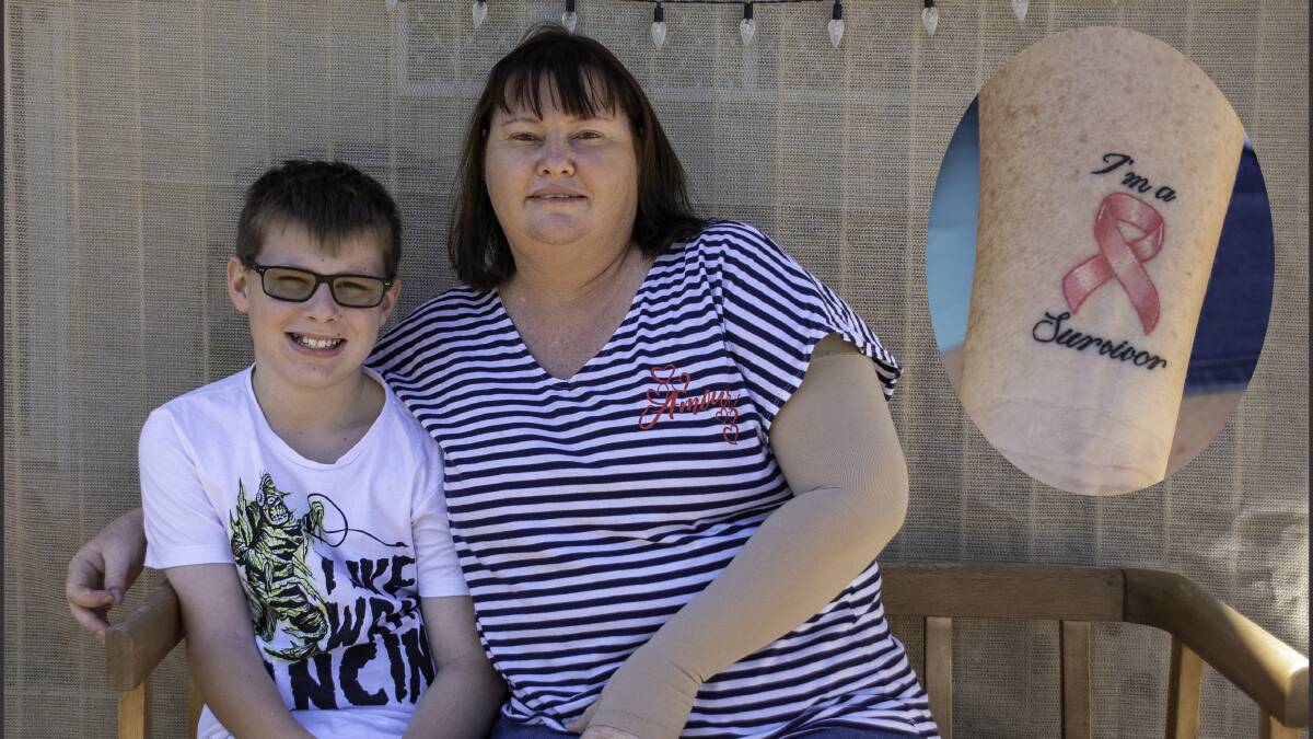 Breast cancer survivor Virginia Davies with her nine-year-old son, Brent.