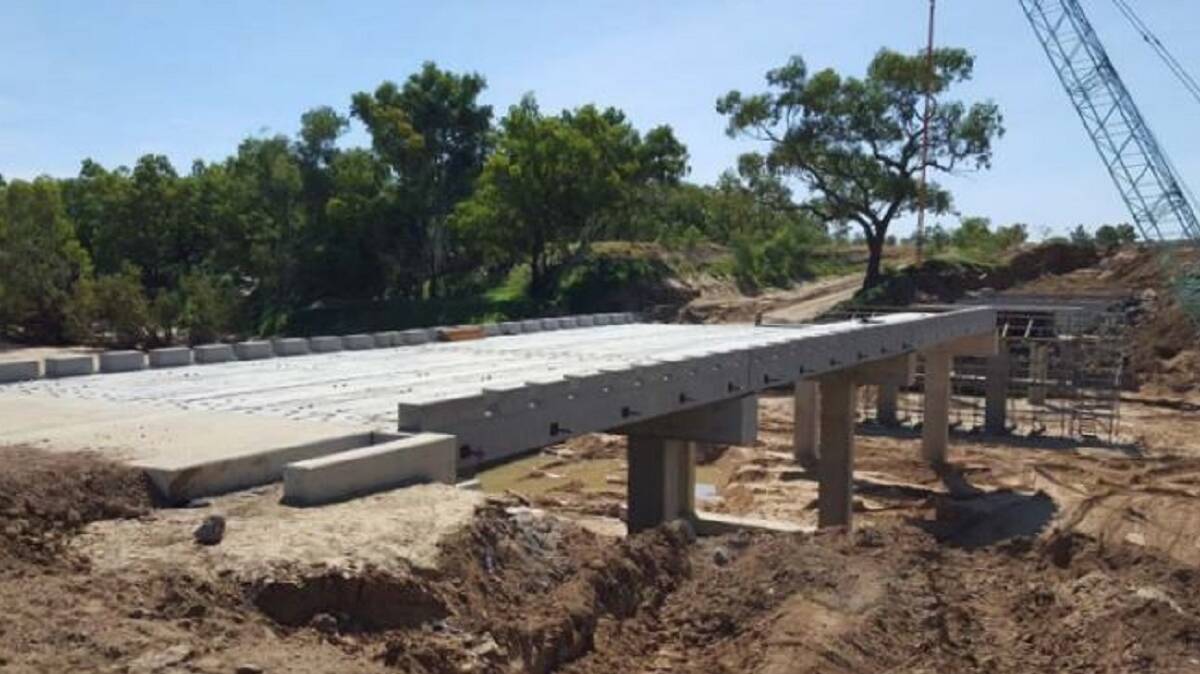Hulberts Bridge, seen here under construction in 2016, is the only access to the northern and western half of Richmond Shire when the Flinders River is in flow.