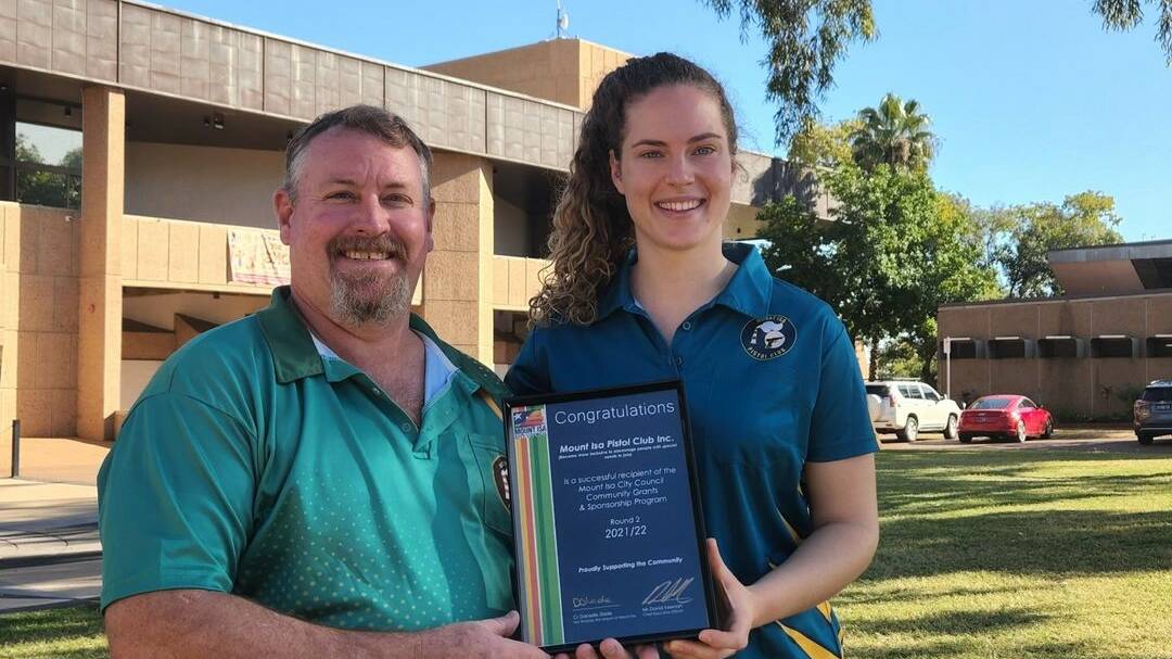 Club president Greg Anderson and Shannae Craig attended the Mount Isa City Council community grants and sponsorship presentation