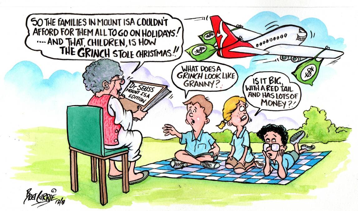 Granny reads the children fairytales of cheap flights between Mount Isa and Brisbane.