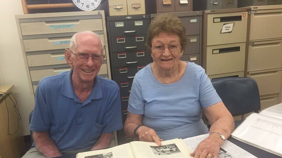 Ailsa Bray seen here researching local history with husband Mick.Photo:Supplied