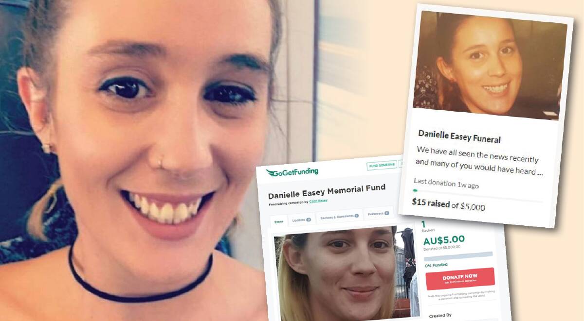 DISTRESSING: Danielle Easey's mother has asked people not to donate to online fundraising pages in her name, saying the accounts were not created by the family. The two campaigns pictured have both been removed.