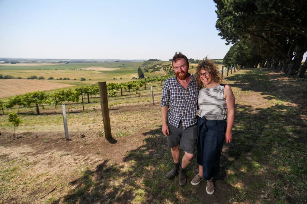 Vineyard: Caitlin and Jerram Wurlod at the family farm-turned-winery in Dixie. Picture: Morgan Hancock