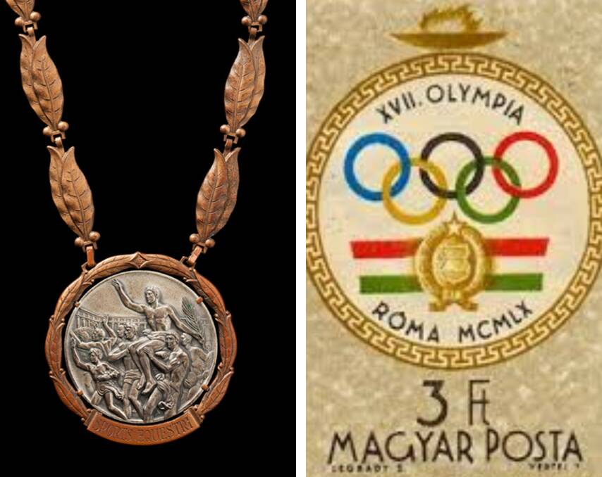 The silver medal from the 1960 Rome Summer Olympics and the promotional poster.
