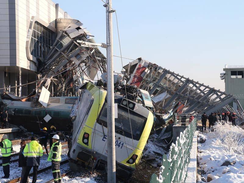 A high speed train has crashed in the Turkish capital Ankara, killing nine people.