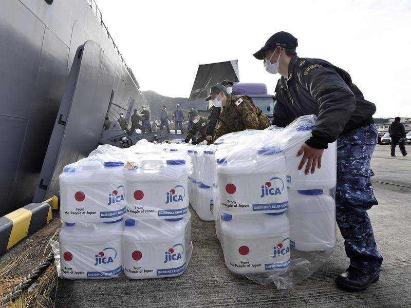 Humanitarian relief supplies are being distributed in Tonga amid concerns over COVID-19.