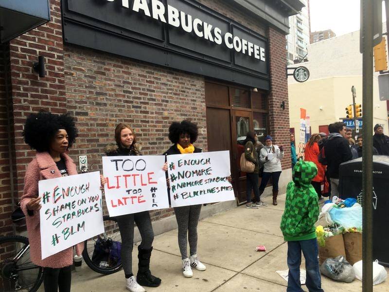 The arrest of two black men at a Starbucks in Philadelphia has sparked a social media backlash.