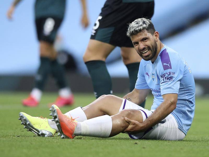 Manchester City's Sergio Aguero was injured in Monday's EPL win over Burnley.