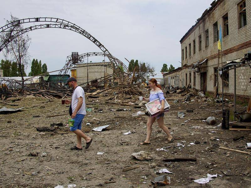 Russian troops continue to reduce Ukraine city suburbs to rubble on the 100th day of the war.
